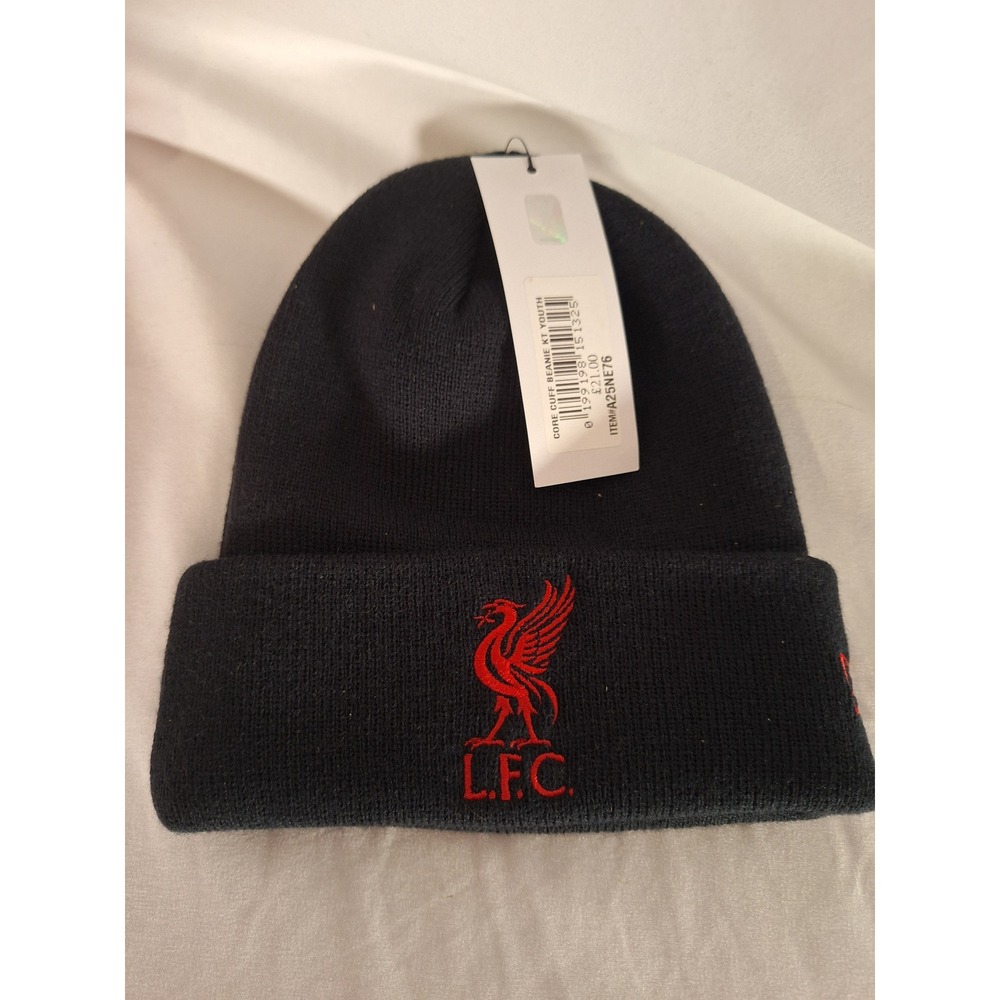 New Era Liverpool FC Youth Core Cuff Beanie Black Red Liver Bird Hat A25NE76 NEW